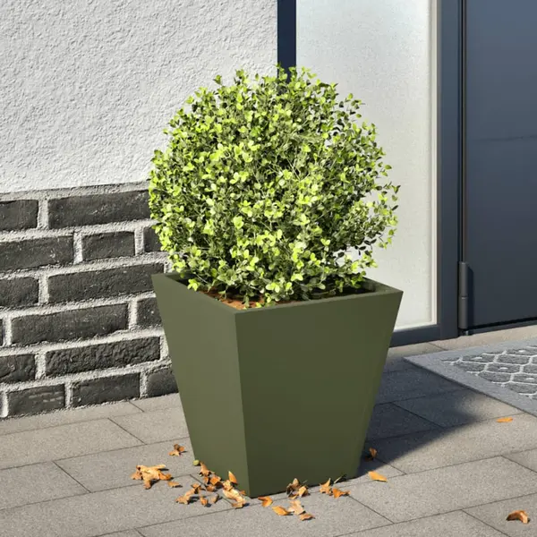 Gossi jardiniera de gradina, verde masliniu, 30x30x30 cm, otel