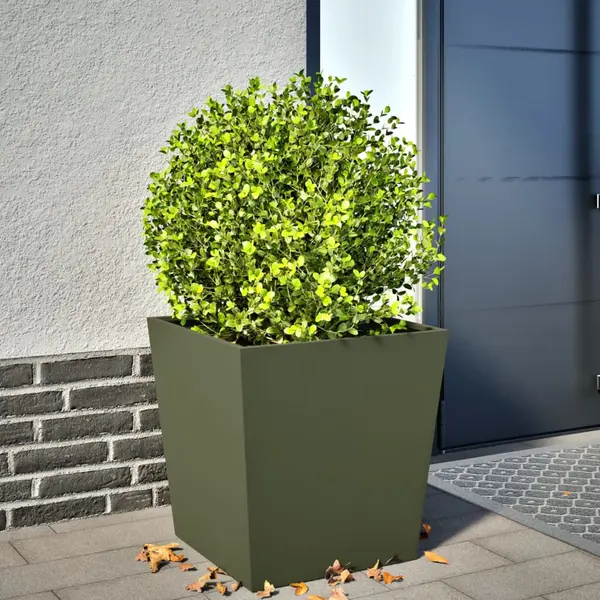 Gossi jardiniera de gradina, verde masliniu, 50x50x50 cm, otel