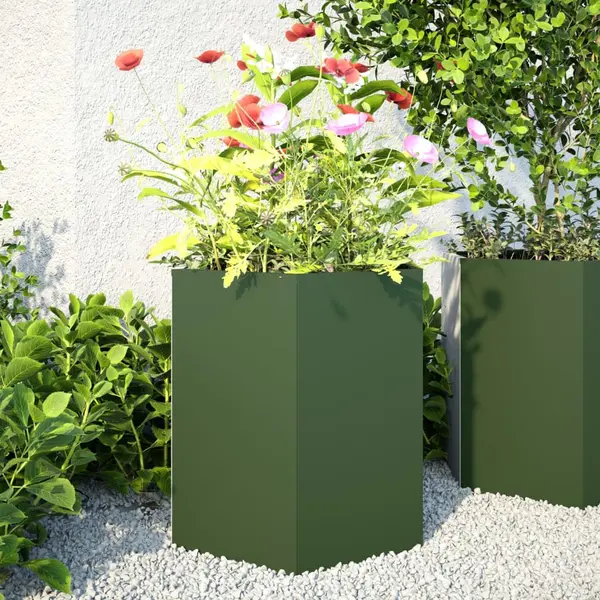 Gossi jardiniera gradina 2 buc. verde 46x40x45 cm otel hexagonala