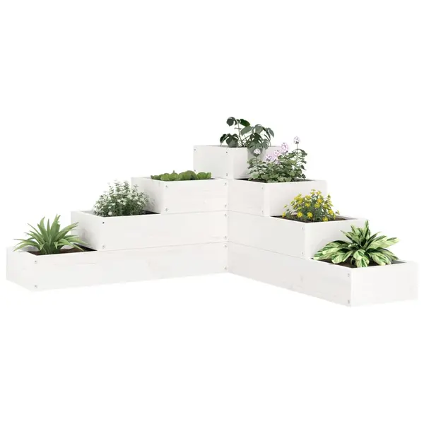 Gossi jardiniera gradina 4 niveluri, alb 80,5x79x36 cm lemn masiv pin