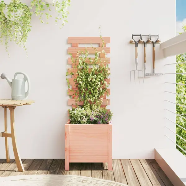 Gossi jardiniera gradina cu raft, 39x39,5x114 cm, lemn masiv douglas
