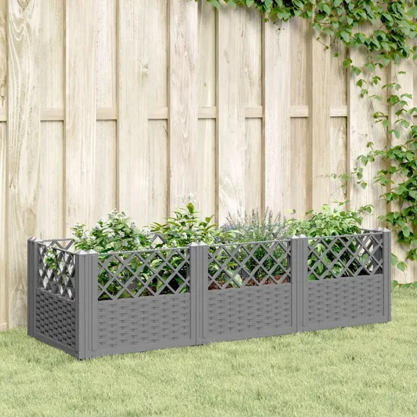 Gossi jardiniera gradina cu tarusi gri deschis 123,5x43,5x43,5 cm pp