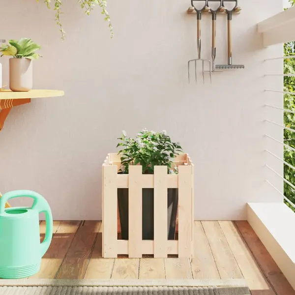 Gossi jardiniera gradina design gard, 40x40x40 cm, lemn masiv de pin
