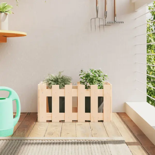Gossi jardiniera gradina design gard, 60x30x30 cm, lemn masiv de pin