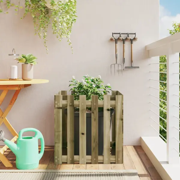Gossi jardiniera gradina design gard, 60x60x60 cm, lemn pin impregnat