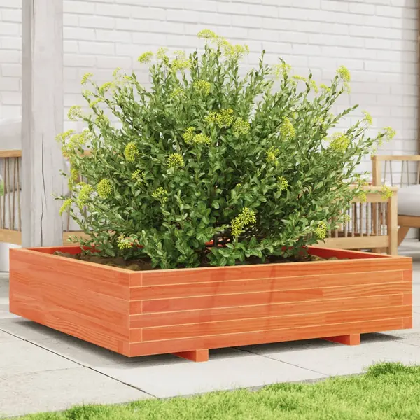 Gossi jardiniera gradina, maro ceruit, 100x100x26,5cm, lemn masiv pin