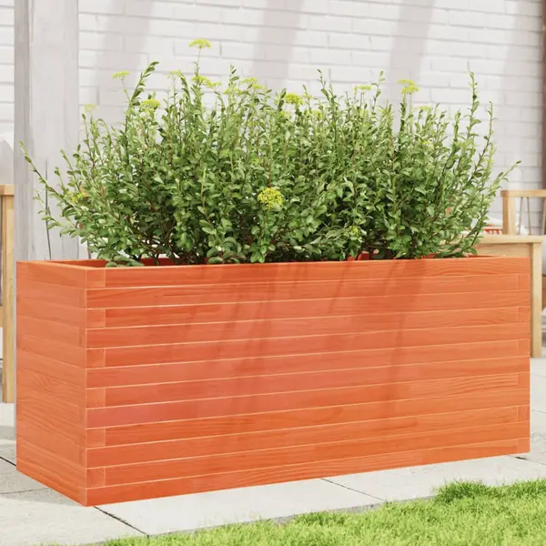 Gossi jardiniera gradina, maro ceruit, 110x40x45,5 cm, lemn masiv pin