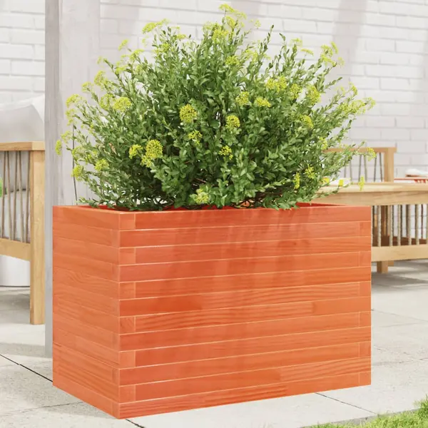 Gossi jardiniera gradina, maro ceruit, 70x40x45,5 cm, lemn masiv pin