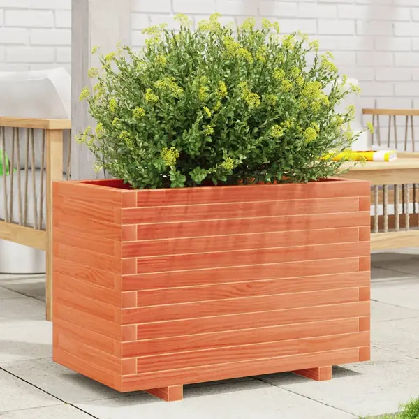 Gossi jardiniera gradina, maro ceruit, 70x40x49,5 cm, lemn masiv pin