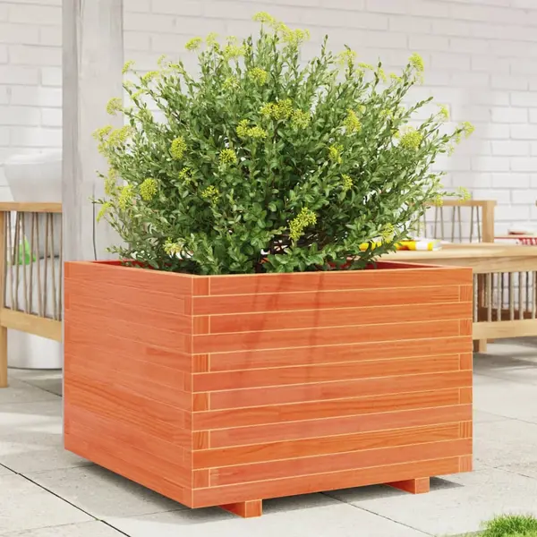 Gossi jardiniera gradina, maro ceruit, 70x70x49,5 cm, lemn masiv pin