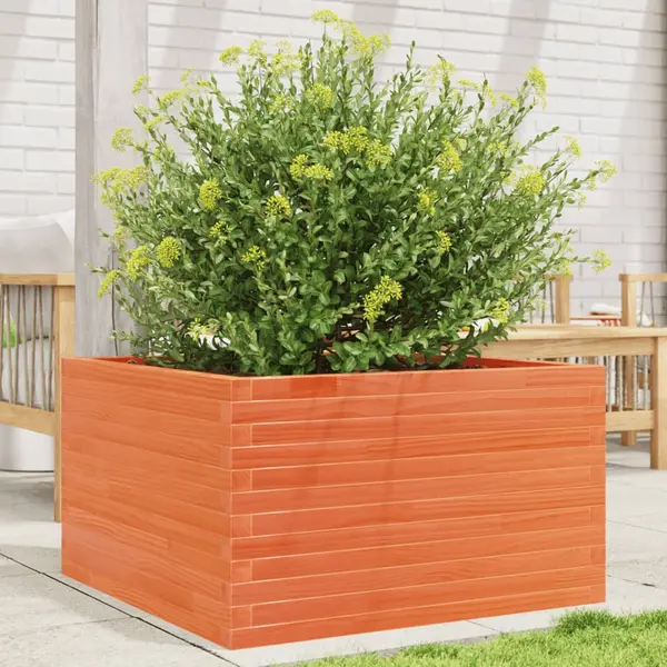 Gossi jardiniera gradina, maro ceruit, 80x80x45,5 cm, lemn masiv pin