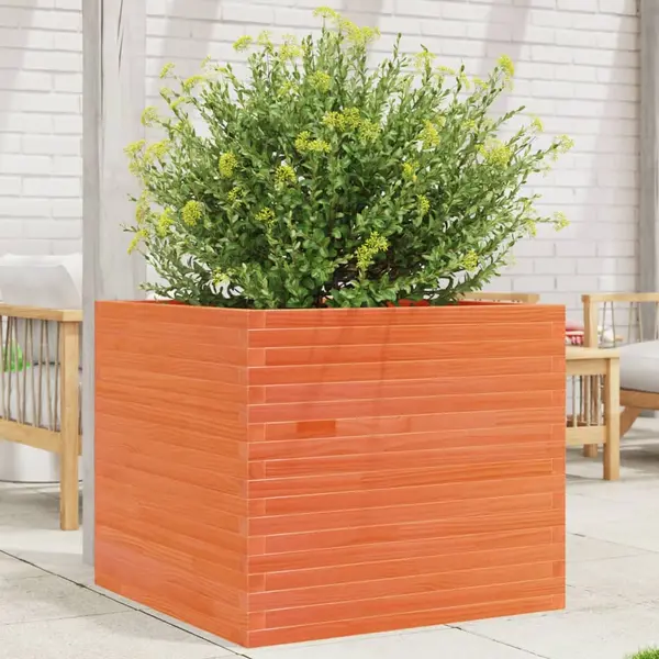 Gossi jardiniera gradina, maro ceruit, 80x80x68,5 cm, lemn masiv pin