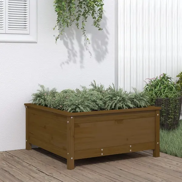 Gossi jardiniera gradina, maro miere, 82,5x82,5x39 cm lemn masiv pin