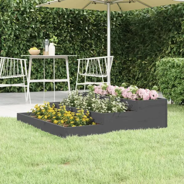 Gossi jardiniera, gri, 107x107x27 cm, lemn masiv de pin