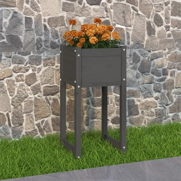 Gossi jardiniera, gri , 40x40x81 cm, lemn masiv de pin