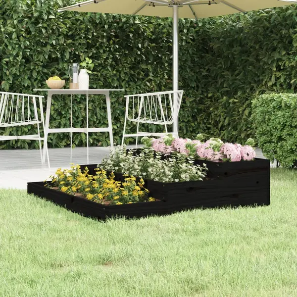 Gossi jardiniera, negru, 107x107x27 cm, lemn masiv de pin