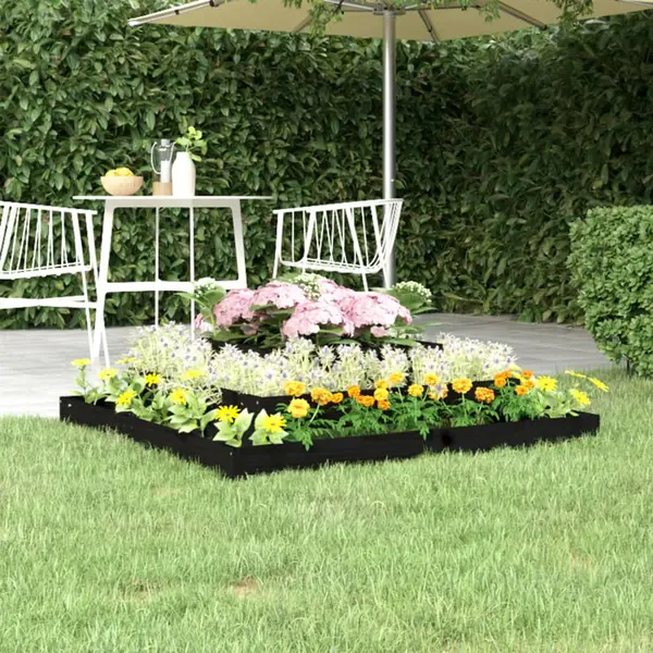 Gossi jardiniera, negru, 110x110x27 cm, lemn masiv de pin