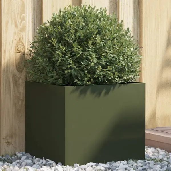 Gossi jardiniera, verde masliniu, 42x40x39 cm, otel laminat la rece