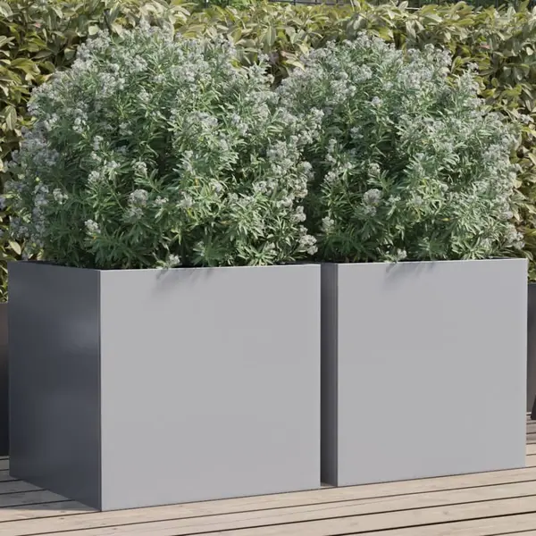 Gossi jardiniere, 2 buc., argintiu, 49x47x46 cm, otel galvanizat