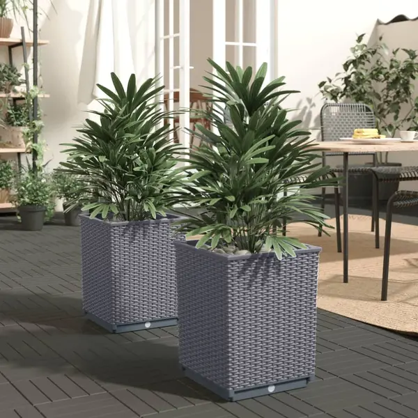 Gossi jardiniere, 2 buc., gri inchis, 30x30x37 cm, polipropilena