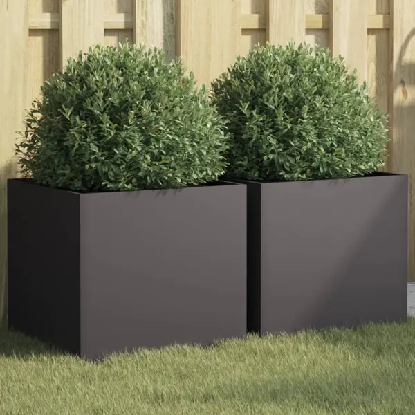 Gossi jardiniere, 2 buc., negru, 42x40x39 cm, otel