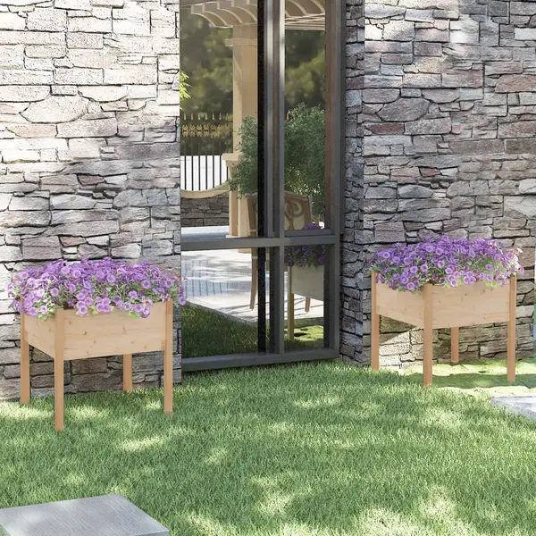 Gossi jardiniere de gradina, 2 buc., 70x70x70 cm, lemn masiv de pin