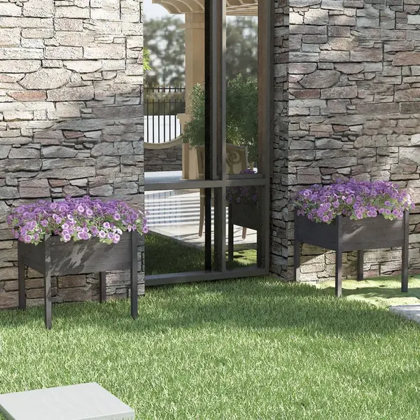 Gossi jardiniere de gradina, 2 buc., gri, 70x70x70 cm, lemn masiv pin
