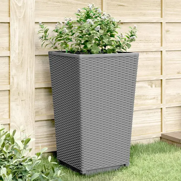 Gossi jardiniere de gradina, 2 buc., gri deschis, 32,5x32,5x57 cm, pp