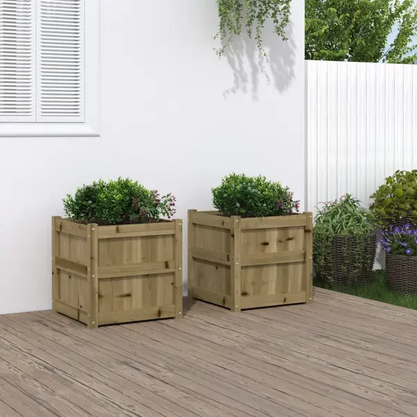 Gossi jardiniere de gradina , 2 buc., lemn de pin impregnat
