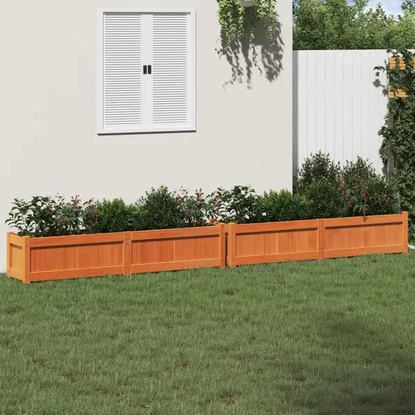 Gossi jardiniere de gradina, 2 buc., maro ceruit, lemn masiv de pin