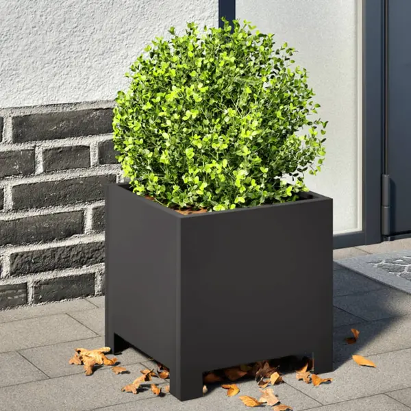 Gossi jardiniere de gradina, 2 buc., negru, 30x30x30 cm, otel