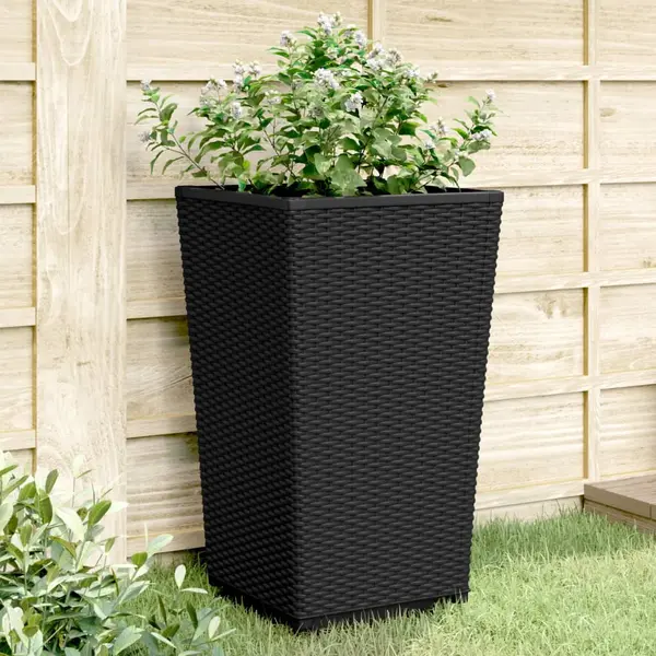 Gossi jardiniere de gradina, 2 buc., negru, 32,5x32,5x57 cm, pp