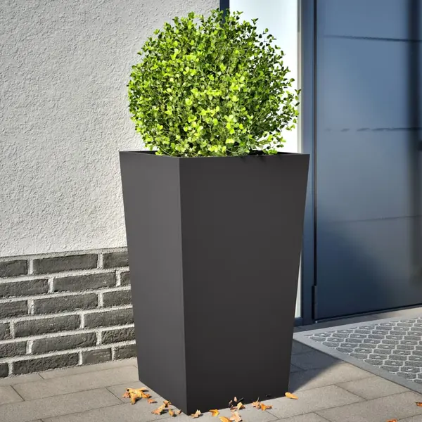 Gossi jardiniere de gradina, 2 buc., negru, 45x45x75 cm, otel
