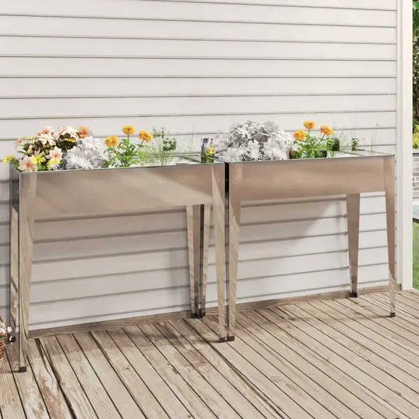 Gossi jardiniere de gradina, 2 buc., otel galvanizat