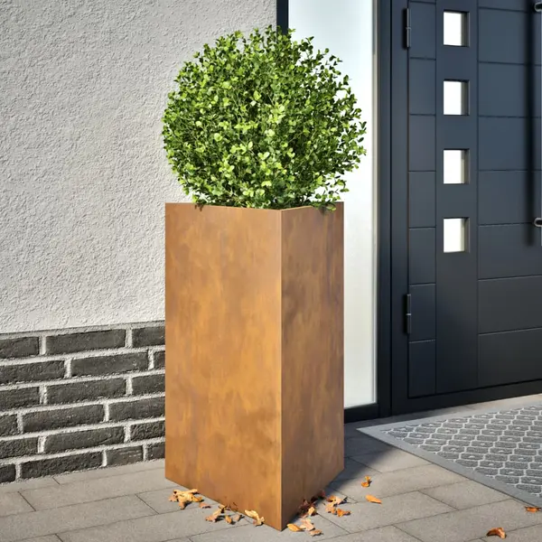 Gossi jardiniere gradina, 2 buc., 50x43x75 cm, otel corten, triunghi