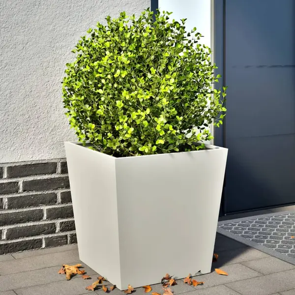 Gossi jardiniere gradina, 2 buc., alb, 50x50x50 cm, otel