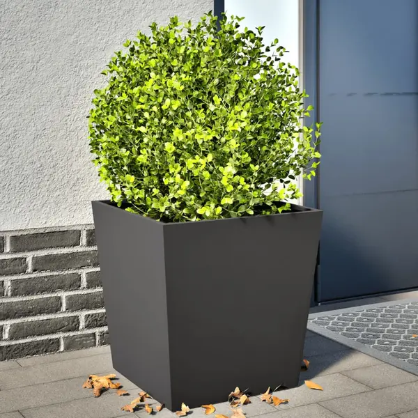 Gossi jardiniere gradina, 2 buc., negru, 50x50x50 cm, otel