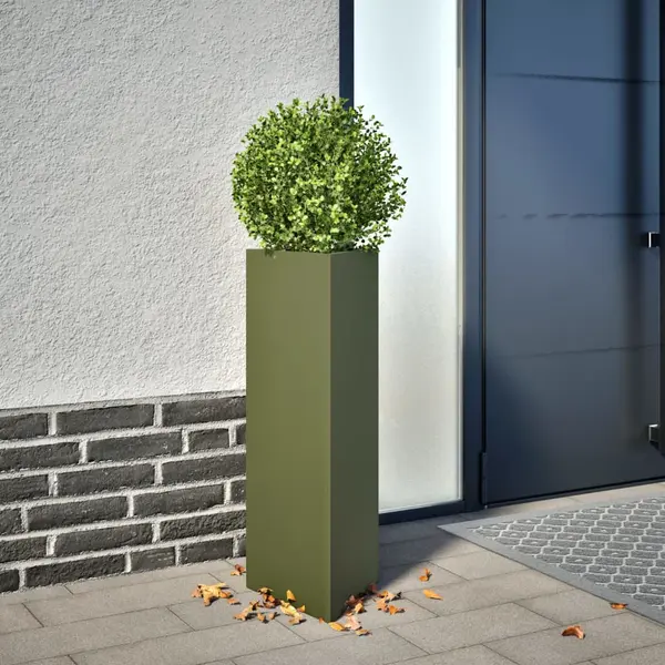 Gossi jardiniere gradina, 2 buc., verde, 30x26x75 cm, otel, triunghi