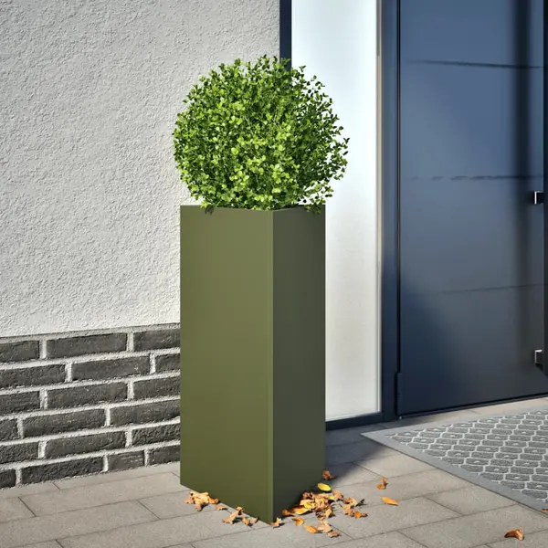 Gossi jardiniere gradina, 2 buc., verde, 40x34,5x70cm, otel, triunghi