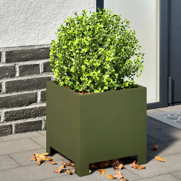 Gossi jardiniere gradina, 2 buc., verde masliniu, 30x30x30 cm, otel