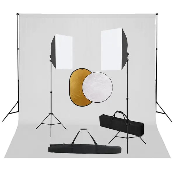 Gossi kit studio foto cu lumini softbox, fundal si reflector