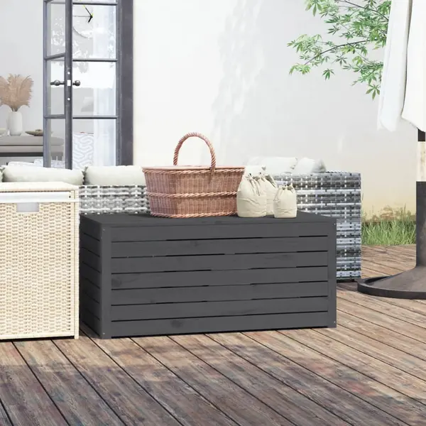 Gossi lada depozitare gradina, gri, 101x50,5x46,5cm, lemn masiv pin