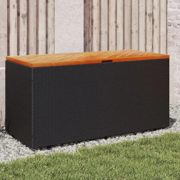 Gossi lada depozitare gradina negru 110x50x54cm lemn acacia/poliratan