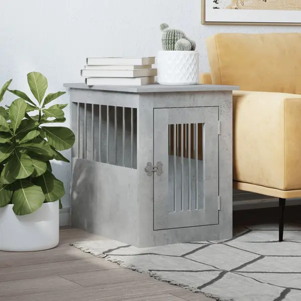 Gossi lada pentru caini, gri beton, 45x62x59 cm, lemn prelucrat