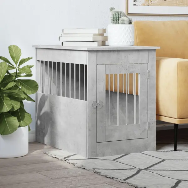 Gossi lada pentru caini, gri beton, 55x80x68 cm, lemn compozit