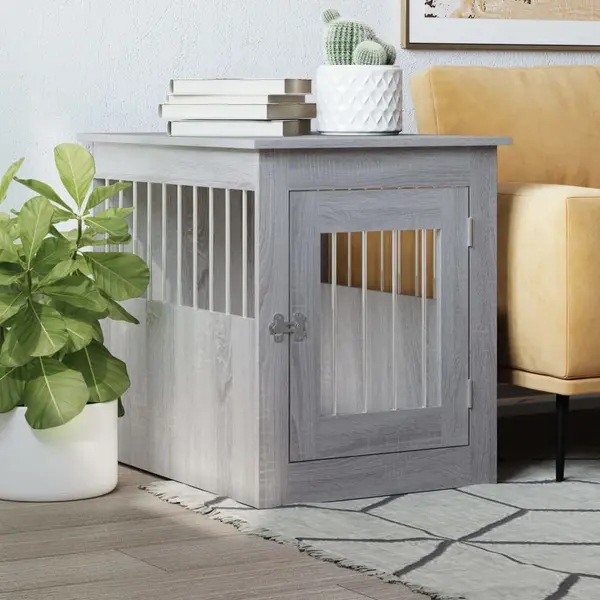 Gossi lada pentru caini, gri sonoma, 55x75x65 cm, lemn compozit