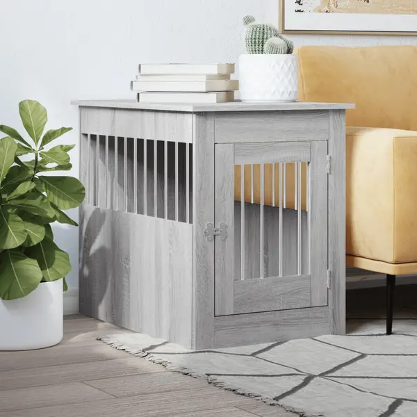 Gossi lada pentru caini, gri sonoma, 55x80x68 cm, lemn compozit