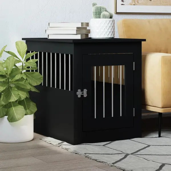 Gossi lada pentru caini, negru, 55x75x65 cm, lemn compozit