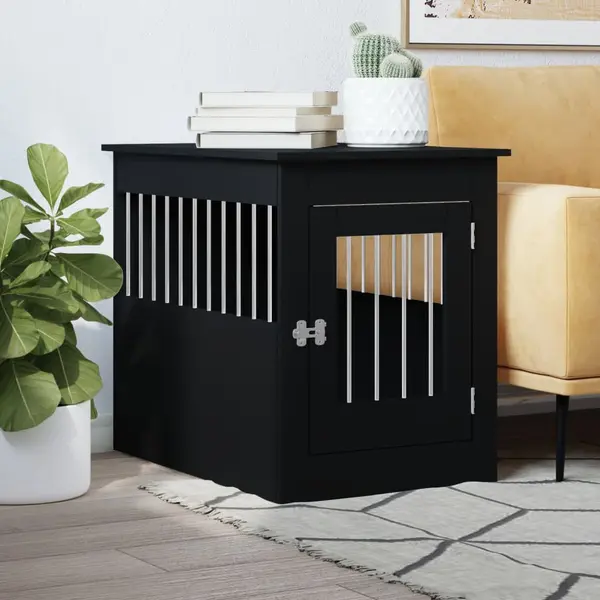 Gossi lada pentru caini, negru, 55x80x68 cm, lemn compozit