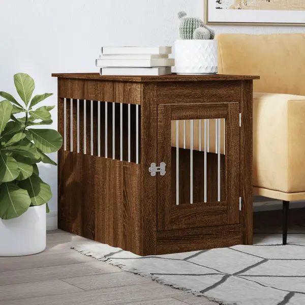 Gossi lada pentru caini, stejar maro, 55x80x68 cm, lemn compozit